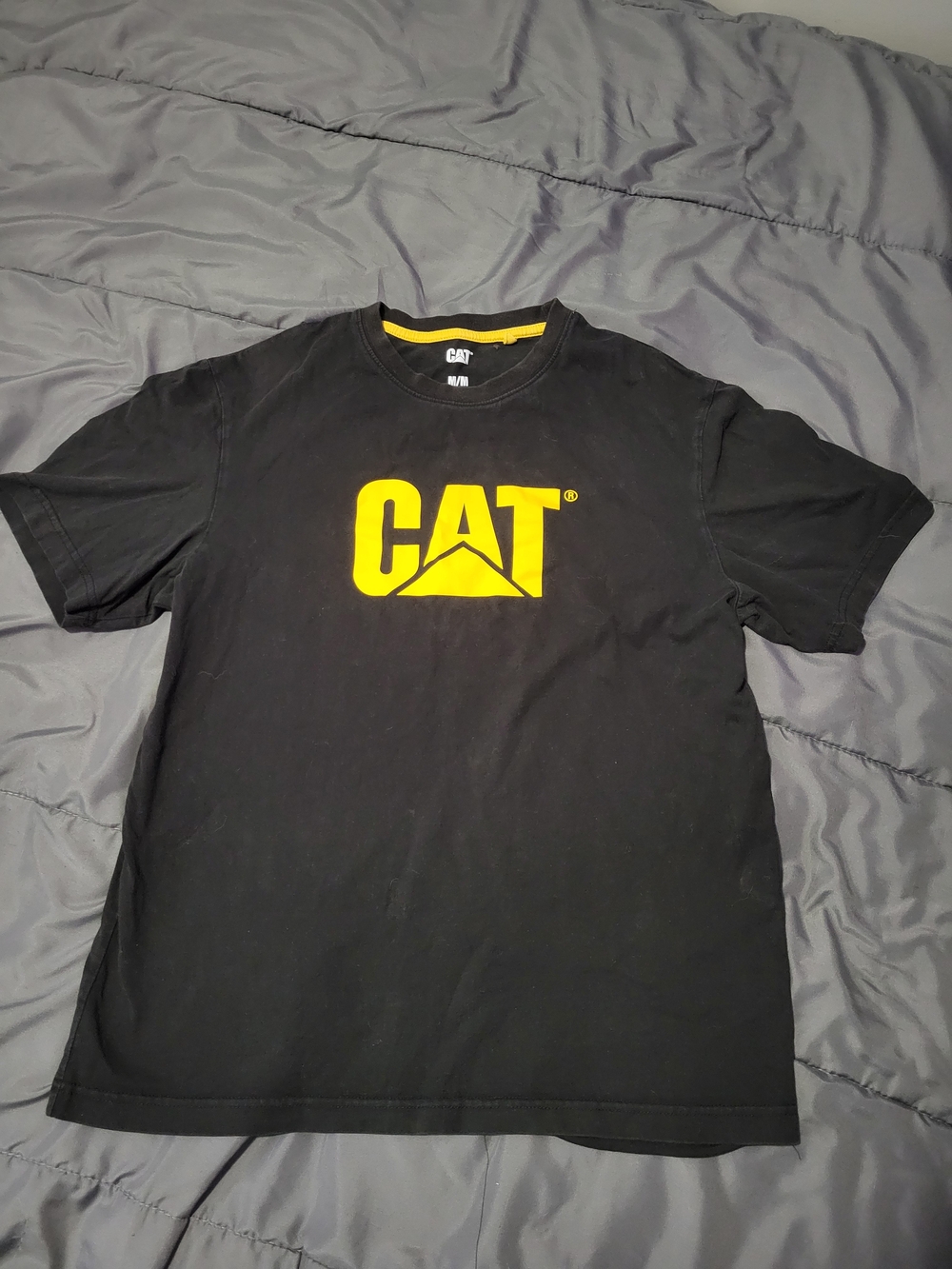 Caterpillar Black T-Shirt with Yellow CAT Logo